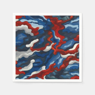 red white blue camouflage napkin