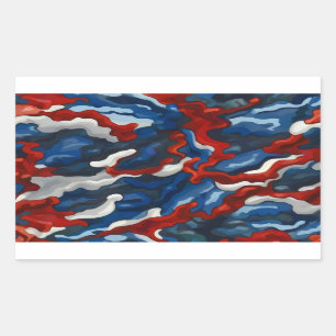 red white blue camouflage rectangular sticker
