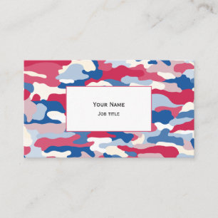 Red White & Blue Camouflage (solid white) Business Card