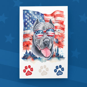 Red White Blue Cane Corso Dog Funny 4th of July Holiday Postcard