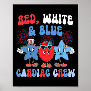 Red White Blue Cardiac Crew Cardiology Cath Lab 4t Poster