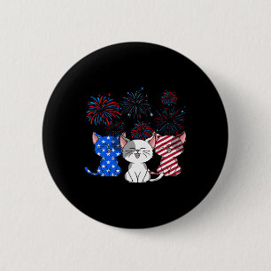 Red White Blue Cats Usa Flag Firework 4th Of July 6 Cm Round Badge
