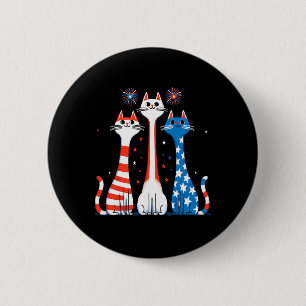 Red White Blue Cats Usa Flag Firework 4th Of July 6 Cm Round Badge