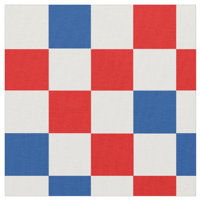 Red White Blue Chequered Pattern Design  Fabric (Close Up)