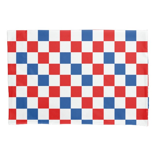 Red White Blue Chequered Pattern Design  Pillowcase (Front)