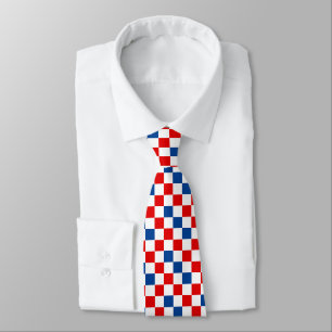 Red White Blue Chequered Pattern Design Tie