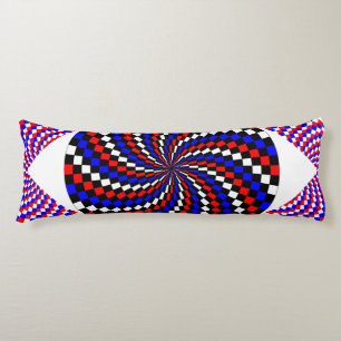 Red White Blue Chequered Spiral by Kenneth Yoncich Body Cushion