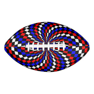 Red White Blue Chequered Spiral by Kenneth Yoncich Football