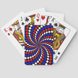 Red White Blue Chequered Spiral by Kenneth Yoncich Playing Cards