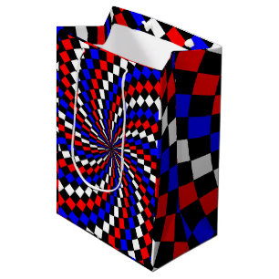 Red White Blue Chequered Spiral [M] by K Yoncich Medium Gift Bag