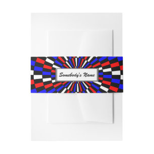 Red White Blue Chequered Spiral (P) by K Yoncich Invitation Belly Band
