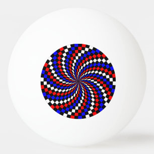 Red White Blue Chequered Spiral Ping Pong Ball