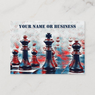 Red, White, Blue Chess Pieces Coach Club Business Card