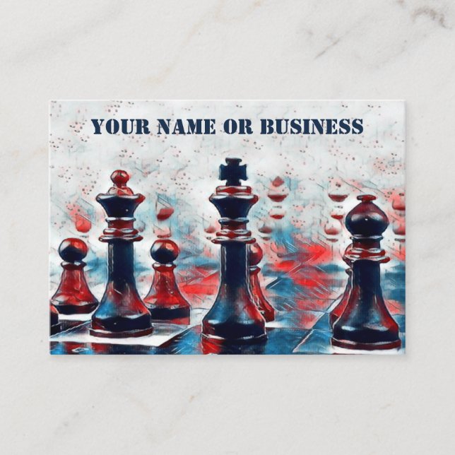 Red, White, Blue Chess Pieces Coach Club Business Card (Front)