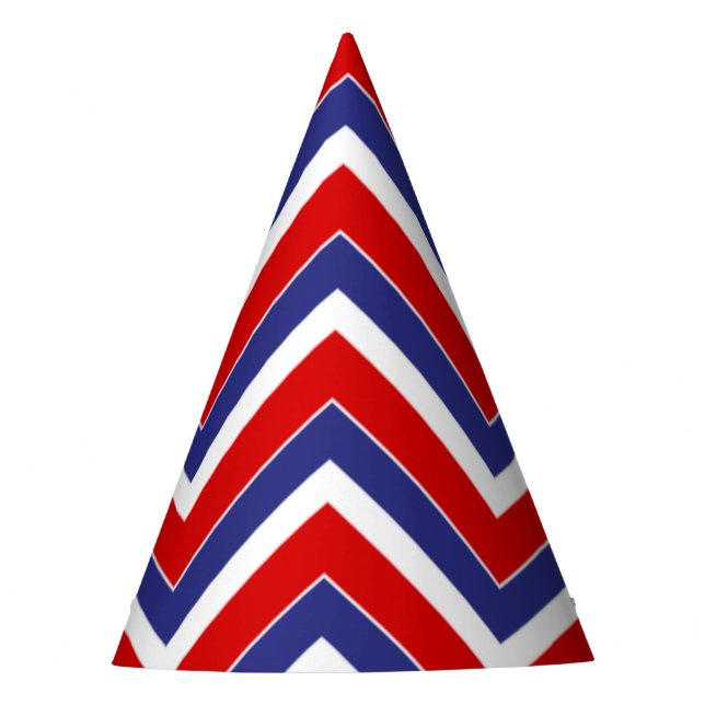 Red,White,Blue Chevron 1-PAPER PARTY HATS (Front)
