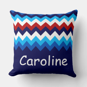 Red White Blue Chevron Custom Big Throw Pillow