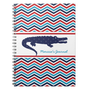 Red, White, Blue Chevron Gator Custom Notebook