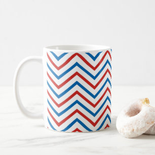 Red White Blue Chevron Pattern Coffee Mug
