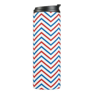 Red White Blue Chevron Pattern Thermal Tumbler