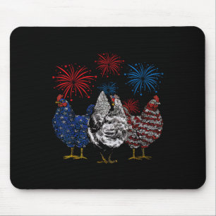 Red White Blue Chicken Farm Animal Patriotic 4th O Mouse Pad