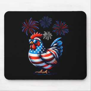 Red White Blue Chicken Farm Animal Patriotic 4th O Mouse Pad