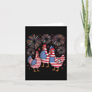Red White Blue Chicken Usa Flag Firework 4th Of Ju Card