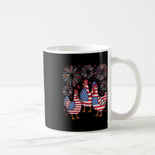 Red White Blue Chicken Usa Flag Firework 4th Of Ju Coffee Mug