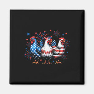 Red White Blue Chicken Usa Flag Firework 4th Of Ju Magnet