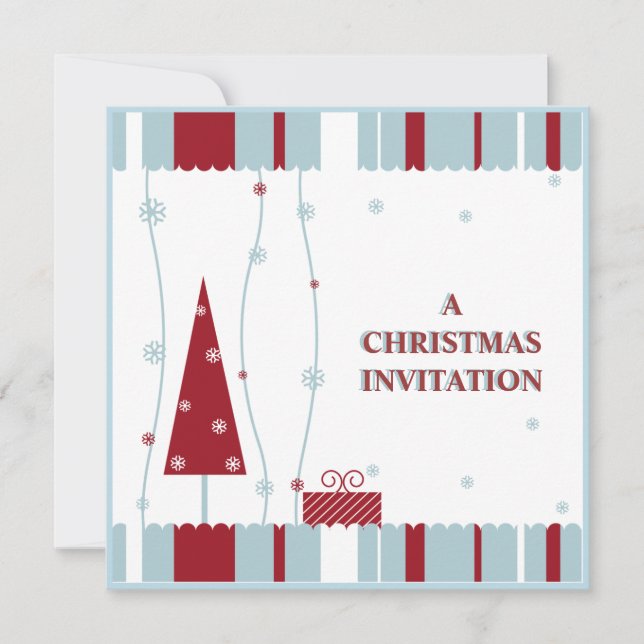 red white blue christmas invitation (Front)