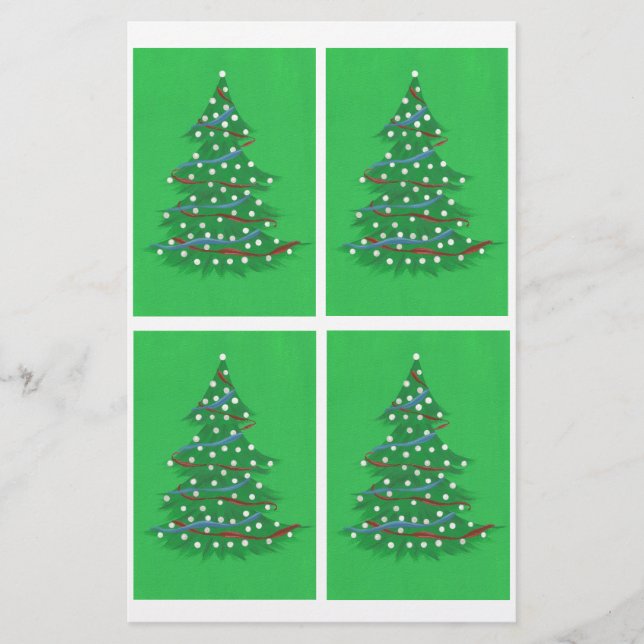 Red White Blue Christmas Trees Scrapbook Paper (Front)