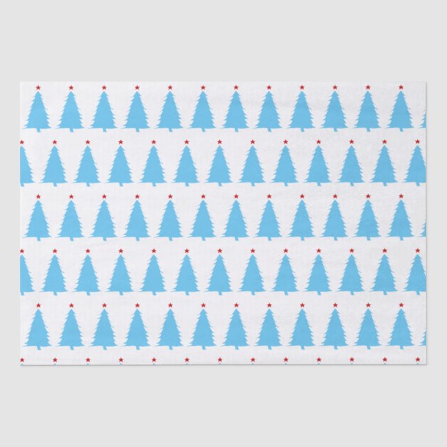 Red, White, Blue Christmas Trees Tissue Paper (Front)