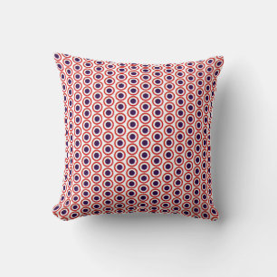 Red White Blue Circles Button Pattern Cushion