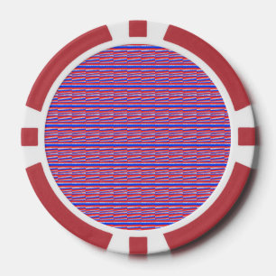 Red White Blue Circles Festive Stripes Poker Chips