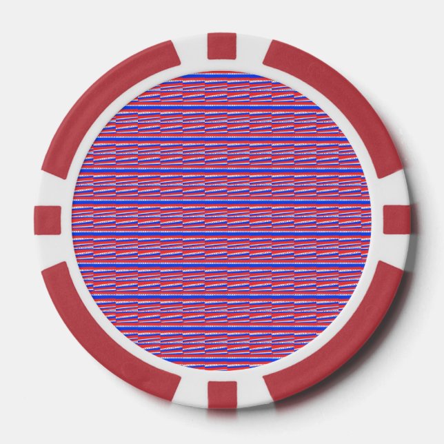 Red White Blue Circles Festive Stripes Poker Chips (Front)