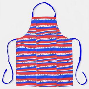 Red White Blue Circles Stripes Apron