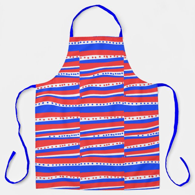 Red White Blue Circles Stripes Apron (Front)