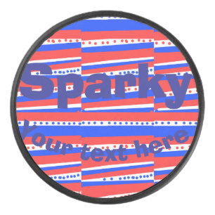 Red White Blue Circles Stripes  Hockey Puck