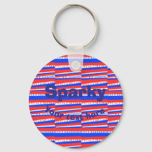 Red White Blue Circles Stripes Key Ring