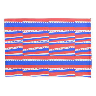Red White Blue Circles Stripes  Pillowcase