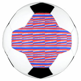Red White Blue Circles Stripes Soccer Ball