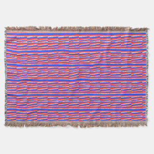Red White Blue Circles Stripes Throw Blanket