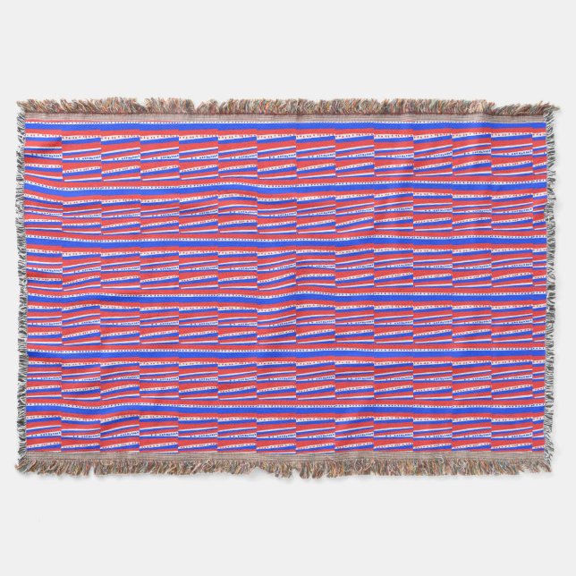 Red White Blue Circles Stripes Throw Blanket (Front)