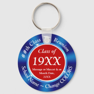 Red White Blue Class Reunion Favours, Personalised Key Ring