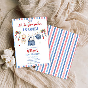 Red White & Blue Clothes Boy Birthday Invitation