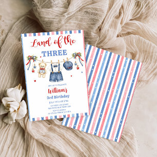 Red White & Blue Clothes Boy Birthday Invitation