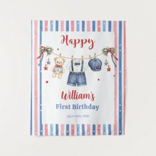 Red White & Blue Clothes Boy Birthday Tapestry