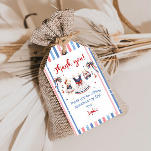 Red White & Blue Clothes Girl Birthday Gift Tags