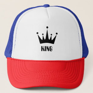 Red/White/Blue Colour King Text Crown Image Trucker Hat