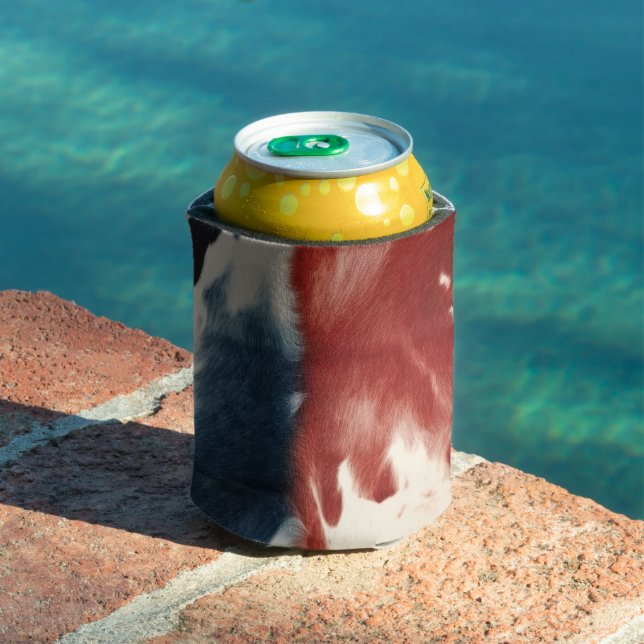 Red White Blue Cow Print Can Cooler (In Situ Pool)