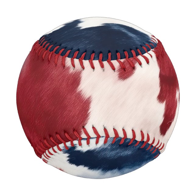 Red White Blue Cowhide Baseball (Front)